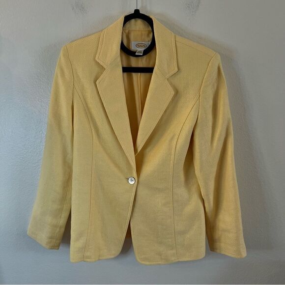 Talbots Blazer 100% Linen Size 4 Yellow Fully Lined Career Professional … - Picture 1 of 7